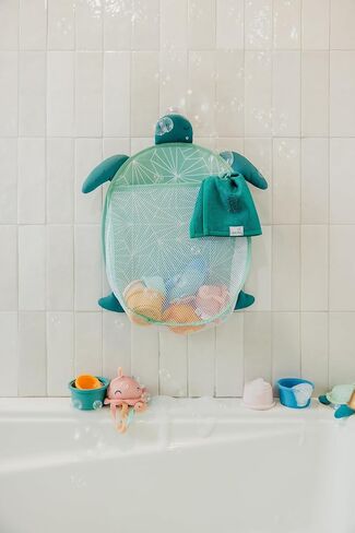 Oceana Bath Toy Organizer with Suction Cups by Copper Pearl: Extra-Large Mesh Bath Toy Holder for Bathtub, Quick-Dry Bath Toy Storage Net, Convenient Bath Toy Net for Tub - Wade in Saudi Arabia