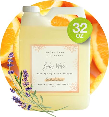 SoCal Suds & Company - 2-in-1 Organic Foaming Baby Shampoo & Body Wash - Natural Botanical Castile Soap Baby Wash Sensitive Skin, Need for Newborn Nourishing Soothing Ingredients - Soft Citrus, 32oz in Saudi Arabia