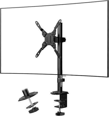 حامل مكتب بشاشة واحدة من PUTORSEN لشاشة وتلفزيون مقاس 17-42 بوصة، يصل وزنه إلى 26.4 رطلاً، حامل ذراع شاشة واسع للغاية للكمبيوتر المنحني المسطح وشاشة التلفزيون مع VESA 75 × 75 إلى 200 × 200، مع مشابك كابل in Kuwait