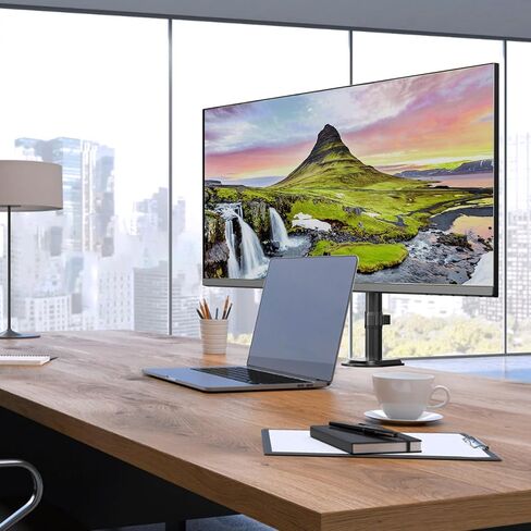 حامل مكتب بشاشة واحدة من PUTORSEN لشاشة وتلفزيون مقاس 17-42 بوصة، يصل وزنه إلى 26.4 رطلاً، حامل ذراع شاشة واسع للغاية للكمبيوتر المنحني المسطح وشاشة التلفزيون مع VESA 75 × 75 إلى 200 × 200، مع مشابك كابل in Kuwait