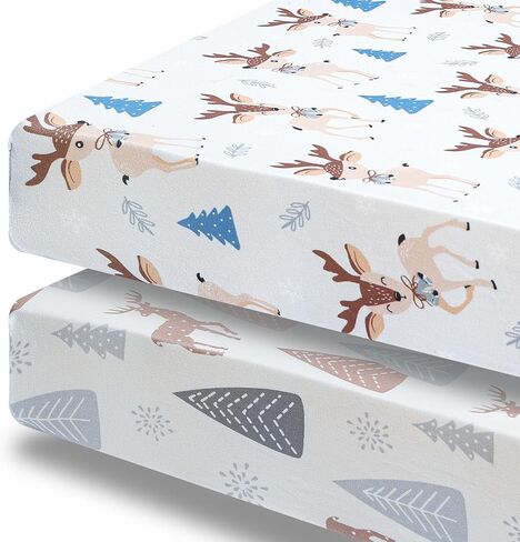 Super Soft Stretch Knit Crib Sheet Fitted Sheet Organic crib sheets 2 Piece Fits Standard Toddler Bed Mattresses Boys Girls Unisex Microfiber 52" x 28" Rainbow Whale and Elephant in Saudi Arabia