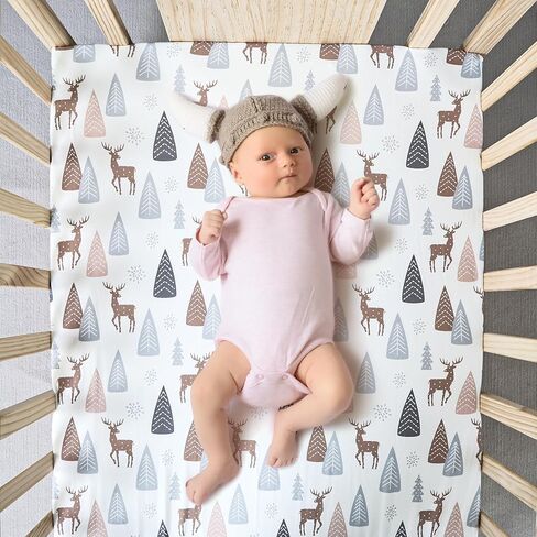 Super Soft Stretch Knit Crib Sheet Fitted Sheet Organic crib sheets 2 Piece Fits Standard Toddler Bed Mattresses Boys Girls Unisex Microfiber 52" x 28" Rainbow Whale and Elephant in Saudi Arabia