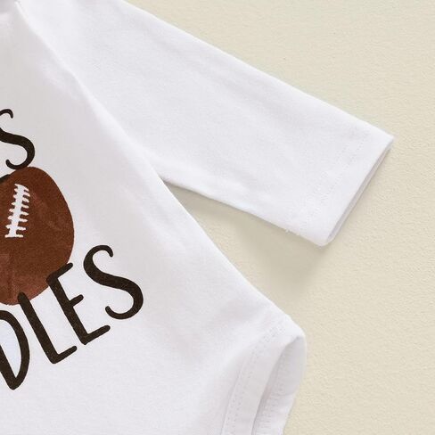 Canrulo Newborn Baby Boy Football Outfit Letter Print Long Sleeve Romper Football Elastic Pants Hat 3Pcs Set Fall Clothes in Saudi Arabia