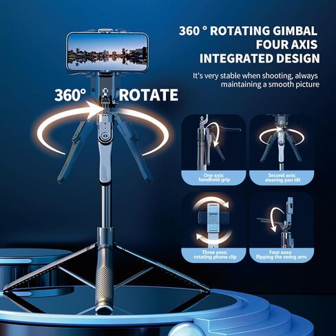 Selfie Tripod with Light, 80" Overhead Phone Mount with Light Heavy Duty Camera Tripod for iPhone Selfie Stick Tripod Stand with Remote, 360° Rotating Travel Phone Tripod Stand for iPhone Cell Phone in Kuwait