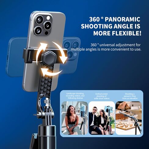 Selfie Tripod with Light, 80" Overhead Phone Mount with Light Heavy Duty Camera Tripod for iPhone Selfie Stick Tripod Stand with Remote, 360° Rotating Travel Phone Tripod Stand for iPhone Cell Phone in Kuwait