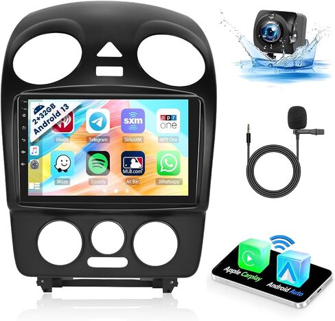 لـ 2004-2010 VW Beetle Android راديو ستيريو للسيارة مع Carplay لاسلكي Android Auto، 2+32G 9 بوصة تعمل باللمس راديو واي فاي GPS ملاحة بلوتوث FM RDS EQ وصلة مرآة in Saudi Arabia