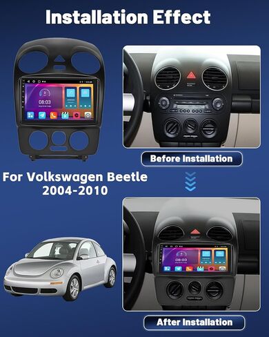 لـ 2004-2010 VW Beetle Android راديو ستيريو للسيارة مع Carplay لاسلكي Android Auto، 2+32G 9 بوصة تعمل باللمس راديو واي فاي GPS ملاحة بلوتوث FM RDS EQ وصلة مرآة in Saudi Arabia