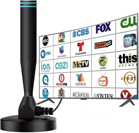 TV Antenna Indoor, Digital TV Antenna for Smart TV with Strong Magnetic Base Support 4K 1080P, Long Range Reception Smart TV Antenna for Local Channels - 16.40FT Coax HDTV Cable (A-Black Blue) in Saudi Arabia