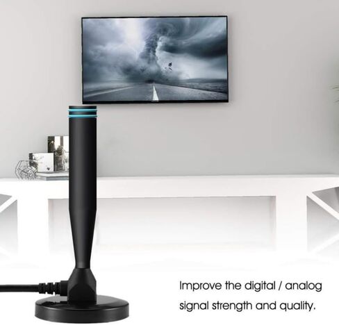 TV Antenna Indoor, Digital TV Antenna for Smart TV with Strong Magnetic Base Support 4K 1080P, Long Range Reception Smart TV Antenna for Local Channels - 16.40FT Coax HDTV Cable (A-Black Blue) in Saudi Arabia