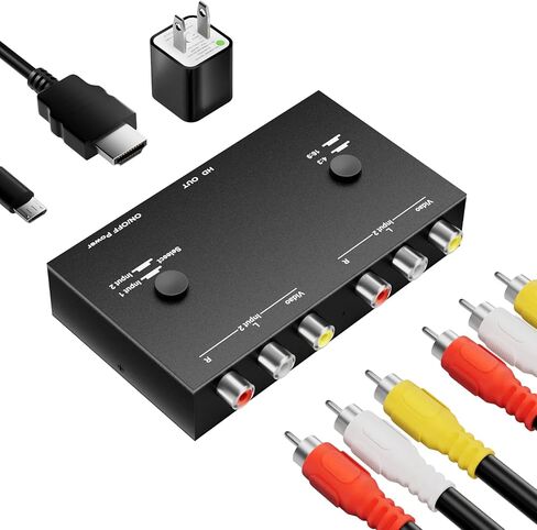 Dual RCA to HDMI Adapter - 1080p60Hz Dual AV to HDMI Converter - Composite to HDMI Converter with 4:3/16:9 Toggle - Video Converter for PAL/NTSC/TV/PC/PS3/ STB/Xbox VHS/VCR/Blue-Ray DVD in Saudi Arabia