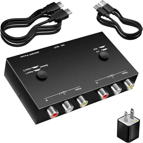 Dual RCA to HDMI Adapter - 1080p60Hz Dual AV to HDMI Converter - Composite to HDMI Converter with 4:3/16:9 Toggle - Video Converter for PAL/NTSC/TV/PC/PS3/ STB/Xbox VHS/VCR/Blue-Ray DVD in Saudi Arabia