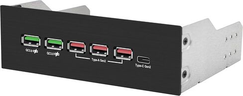 EZDIY-FAB 5.25in 10Gbps USB 3.1 Gen2 Hub ومنفذ Type-C، لوحة وصل USB أمامية مع QC 3.0 شحن سريع in Kuwait