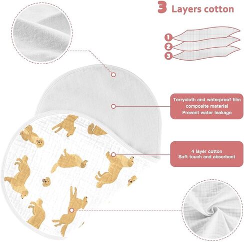 vvfelixl Muslin Burp Cloths Golden Retriever Dogs Baby Washcloths for Baby Girl Boys 2 Pack in Saudi Arabia