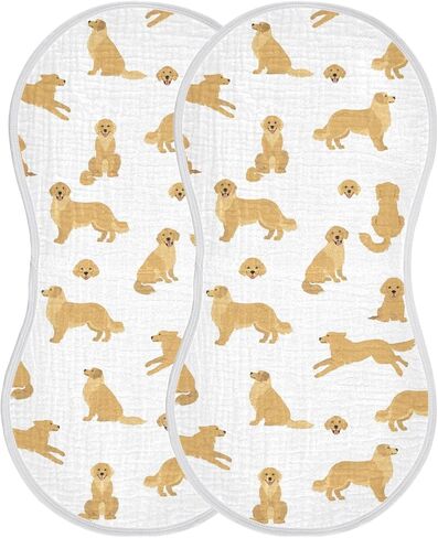 vvfelixl Muslin Burp Cloths Golden Retriever Dogs Baby Washcloths for Baby Girl Boys 2 Pack in Saudi Arabia