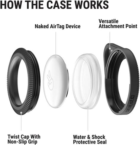 Catalyst Waterproof Airtag Cover with Carabiner Hook for Easy Hanging, Protective case with Anti-Scratch Anti-Lost, Shock Proof, Device Locator Compatible with Apple AirTags (Hang-It) in Saudi Arabia