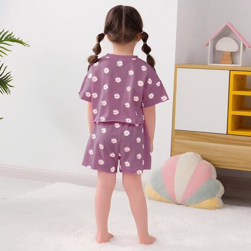 FYBITBO Toddler Baby Girl Clothes 0 3 6 9 12 18 24 Months 2T 3T Summer Outfits Daisy Short Sleeve T-Shirt Top Shorts Set in Saudi Arabia