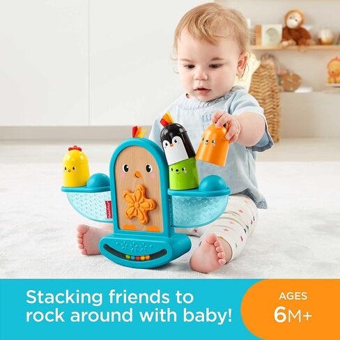 Fisher-Price Baby Toy Stack and Rattle Birdie, Stacking & Balancing Activity with Sensory Details for Developmental Play Infants Ages 6+ Months in Saudi Arabia