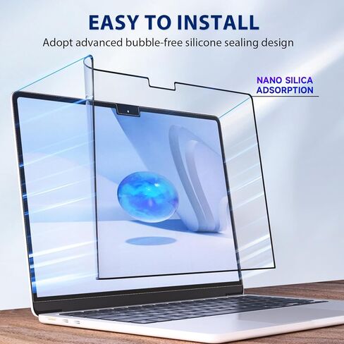 واقي شاشة غير لامع مضاد للضوء الأزرق متوافق مع MacBook Air 13.6 في 2024 2022 M3 A3113 M2 A268، فلتر حجب الوهج قابل للإزالة للكمبيوتر المحمول، درع مقاوم للخدش غير لامع، حماية ترقية جديدة in Kuwait