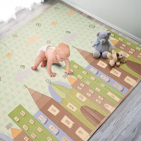 Sorbus Foldable Baby Play Mat, Kids Foam Mats for Floor with Travel Bag - Waterproof Foldable Play Mats for Babies, Infants, Toddlers, and Kids Playtime & Tummy Time 78x70x0.4 (Road Trip Route)