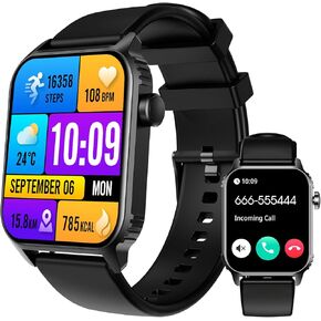 Smart Watch for Men Women(Answer/Make Call), 1.83" Smartwatch Fitness Tracker with Heart Rate/Sleep Monitor, SpO2, Pedometer - 100+ Sport Modes Activity Tracker for Android iOS, IP68 Waterproof