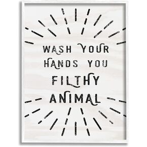 Stupell Industries Black and White Modern Type Wash Your Hands You Filthy Animal Wall Plaque, 10 x 15, Multi-Color