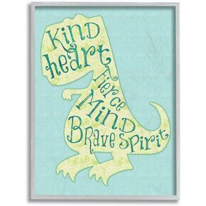 Stupell Home Décor Kind Heart Dinosaur Silhouette Wall Plaque Art, 10 x 0.5 x 15, Proudly Made in USA