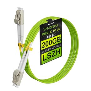 5 Pack OM5 LC to LC Fiber Patch Cable, 1/10/40/100GB Duplex Multimode Fiber Jumper 50/125µm LSZH, OM4/OM3 Compatible for SFP+ Transceiver -1M(3FT) 5pack