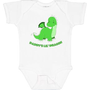 بدلة الأطفال Inktastic Daddy's Lil' Dragon اللطيفة باللون الأخضر