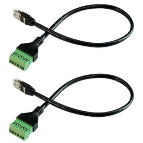 2Pcs RJ11 Male to 6 Pins Screw Terminal Block Adapter for Cat3 Telephone Handset Cords Extender Cable, RJ12 6P6C to 6pin Terminal Extension Cable
