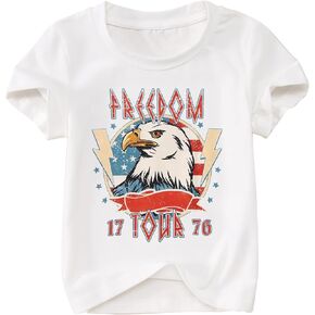 MODNTOGA 4th of July Outfit Toddler Boys Eagle Graphic Crewneck T-Shirt Baby Boy USA Eagle Print Shirt American Patriotic Tee