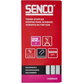 SENCO C06BAAR 3/8" 22 Gauge 3/8" Crown Finish Staples, Galvanized Finish 5,000 Count Pack