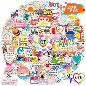 200PCS Occupational Therapy Stickers for Water Bottles, Occupational Therapist Gifts National OT Day Must Have Vinyl Stickers for Laptop Binders Coworkers Patients Students Adults Staff