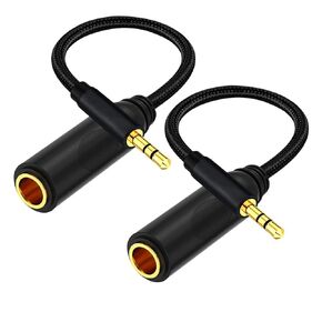 1/4 to 3.5mm Cable 1ft Long, Quarter inch (6.35mm) Female to 3.5mm Male Adapter, 1/8 to 1/4 Stereo Audio Cable,for Headphone, Amplifiers, Guitar, Amp etc. Nylon Braided Cable, 2-Pack