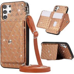 Phone Case for Samsung Galaxy S24 Ultra 5G Wallet Cover with Crossbody Shoulder Strap Stand Leather Card Holder Credit Pocket Cell Accessories S24Ultra 24S S 24 24Ultra Girls Women Men White