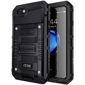 seacosmo Case for iPhone SE 2020, iPhone 7/8 Waterproof, Full Body Protective Shell with Built-in Screen Protector, Military Grade Rugged Heavy Duty Cover, Red