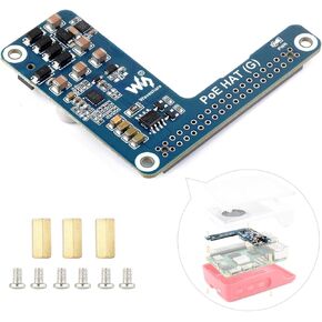 Waveshare PoE HAT (G), Compatible with Raspberry Pi 5, 5V 5A Output, Stable Performance, Supports 802.3af/At Network Standard, Power Over Ethernet HAT (G), Suitable for RPi 5 Official Case