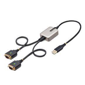 StarTech.com 13ft/4m 2-Port USB to Serial Adapter Cable, COM Retention, FTDI, USB-A to DB9 RS232, Changeable DB9 Screws/Nuts