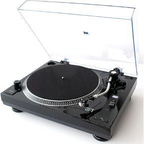 Music Hall US-1 High-Fidelity Belt-Drive Turntable with Built-in Preamp Pre-Mounted Audio Technica Cartridge S-Shaped Tonearm Detachable Headshell for Easy Upgrades is Stylish Glossy Black finish