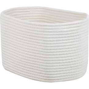 Set of 3 Woven Baskets for Storage, Cotton Rope Baskets for Shelves, Storage Baskets for Organizing Gifts, Decorative Storage Box Bin Cube for Bathroom Shelves Nursery (White, Set of 3)