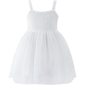 Toddler Girls Soft Lace Dress Sundress Cami Straps Tutu Tulle Dress Elegant Wedding Party Birthday Dresses, 1-5Years