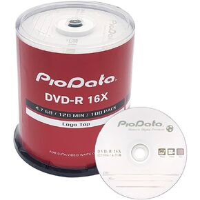 DVD-R 4.7GB 16X Logo Top Blank Media - 100 Disc Cake Box Spindle
