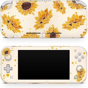 Tacky design Yellow Sunflowers Skin Compatible with Nintendo Switch lite, Beige Skin Compatible with Switch Lite Cover Vinyl 3m Decal Stickers Full wrap Cover