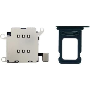 Dual SIM Card Reader Holder Flex Cable with SIM Card Tray Slot Adapter Replacement for iPhone 12 (Black)