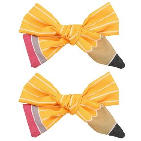 Yellow Pencil Hair Bow Clip for Girls,Back to School Bow Hair Clips 2pcs Yellow Striped Alligator Clips Hair School Accessories for Little Girls, Toddlers, Kids, and Teens