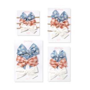 Little Poppy Co. Three Hair Bows Set - Stylish Handmade Accessories for Girls, Toddlers, and Babies | Premium Quality | Clips and Headbands