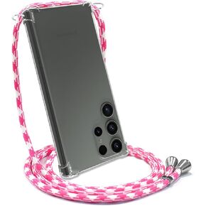YESPURE for Samsung Galaxy S22 Ultra Clear Case Adjustable Crossbody Neck Strap Transparent Phone Cover Soft TPU Bumper Shockproof Anti-Yellowing Protective Case for Galaxy S22 Ultra - Purple