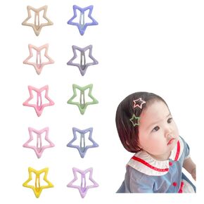 10pcs Cute Hair Clips for Girls Colorful Macaron Hairpins Barrettes Non-slip Star Snap Hair Clips Hair Decorations for Girls, Kids, Toddlers and Women (Five-pointed star)