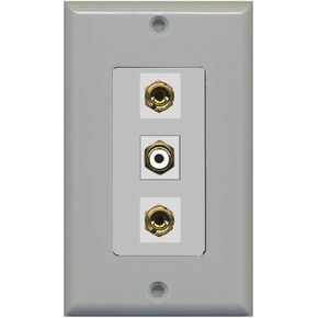 RiteAV - 1 Port RCA White 2 Port Banana Speaker Decorative Wall Plate - White in Kuwait