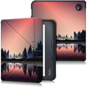 Soft TPU Case Compatible with Kobo Libra Color & Kobo Libra 2 7" Slim Lightweight Shell with Stand Function Auto Wake/Sleep Smart Cover,Flower
