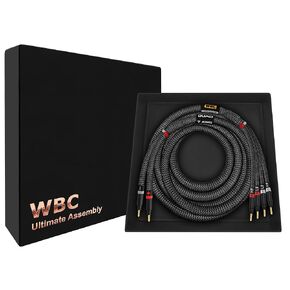 WORLDS BEST CABLES 15 Foot ULTIMATE - 7 AWG - Ultra-Pure OFC - Premium Audiophile HiFi Bi-Wire Single Speaker Cable for Center Channel with Eminence Gold Banana Plugs & Carbon Tweed Jacket